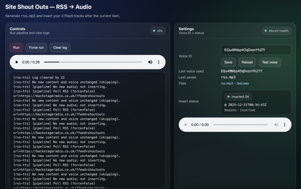 Backstage Radio On The Gig! Shout Outs