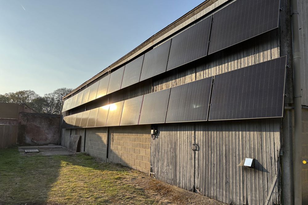 Solar panels along the rear of the Show Works warehouse